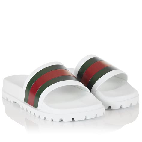 guccy slides white|gucci slide sandals.